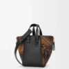 Borsa Hammock compatta in pelle scamosciata e pelle di vitello classica Tan/Nero