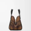 Borsa Hammock compatta in pelle scamosciata e pelle di vitello classica Tan/Nero
