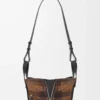 Borsa Hammock compatta in pelle scamosciata e pelle di vitello classica Tan/Nero