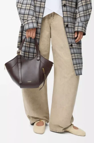 Borsa Hammock Flip in pelle di vitello classica Dark Chestnut