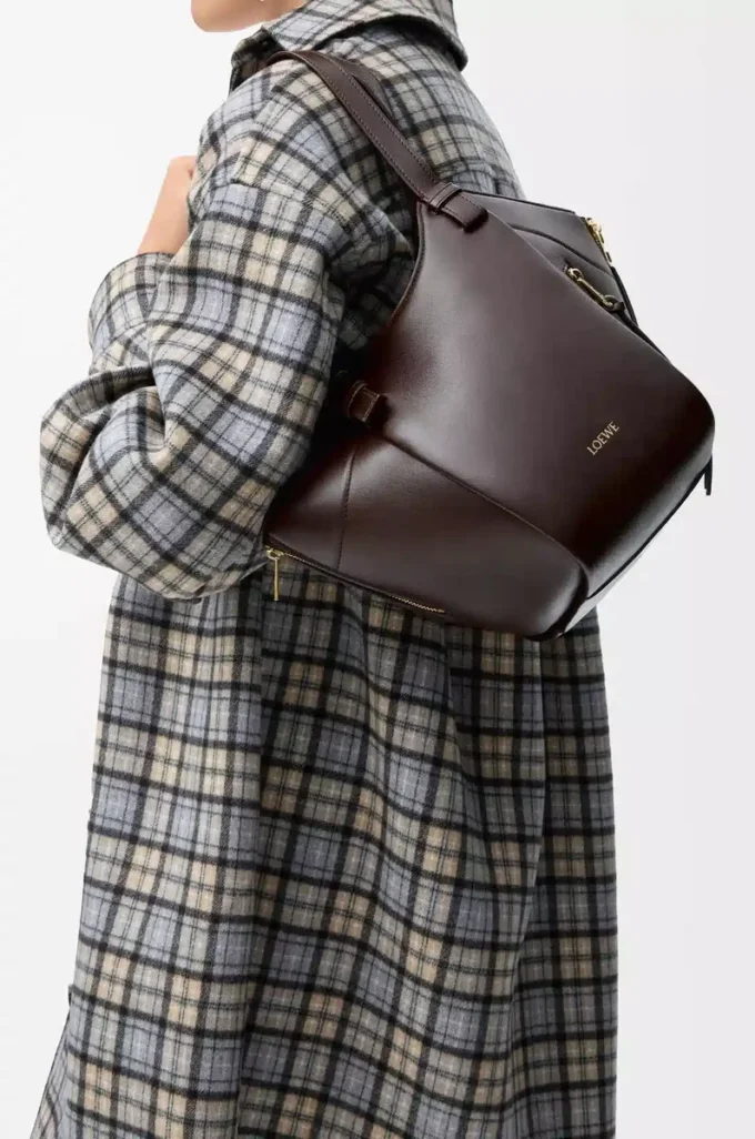 Borsa Hammock Flip in pelle di vitello classica Dark Chestnut