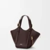 Borsa Hammock Flip in pelle di vitello classica Dark Chestnut