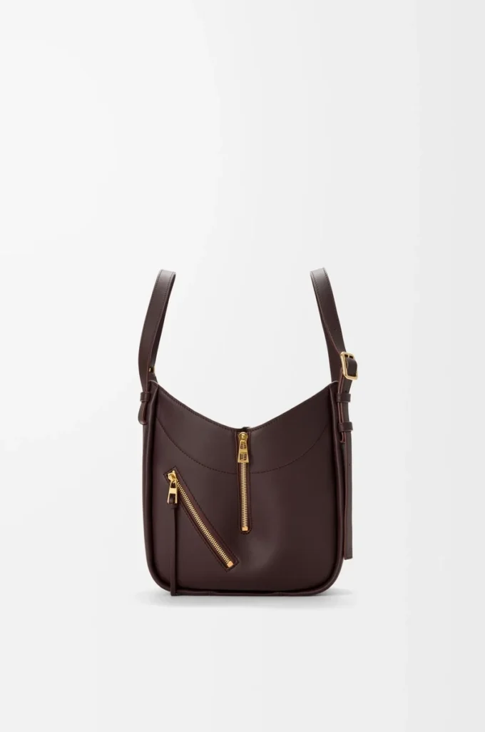 Borsa Hammock Flip in pelle di vitello classica Dark Chestnut