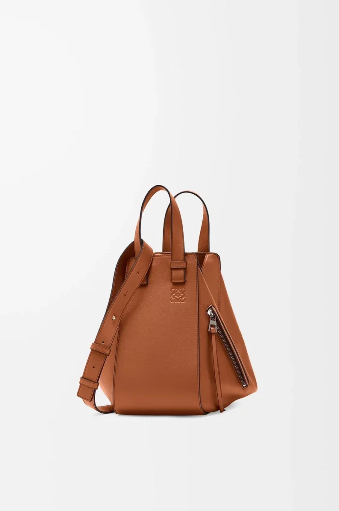 Borsa Hammock piccola in classica pelle di vitello marrone chiaro