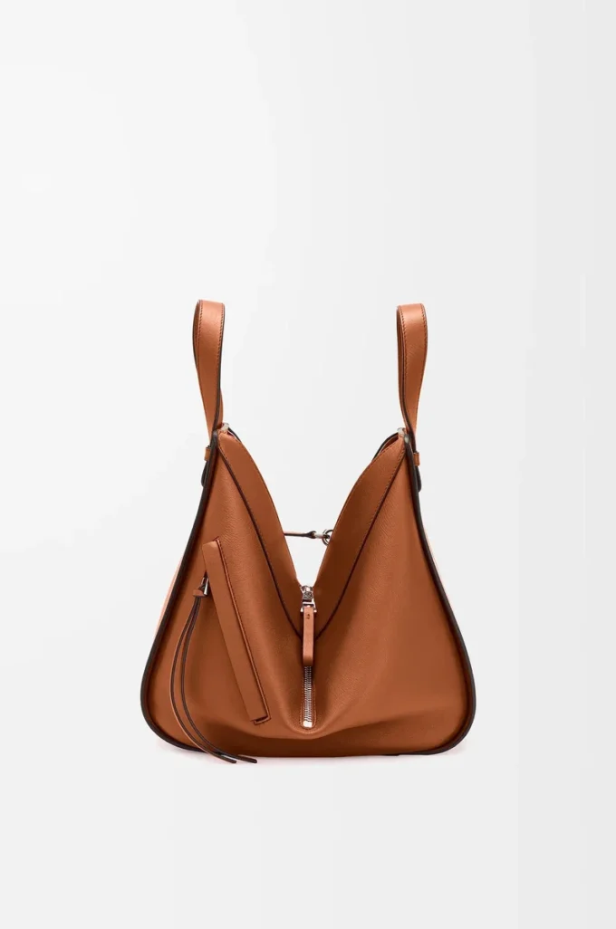 Borsa Hammock piccola in classica pelle di vitello marrone chiaro