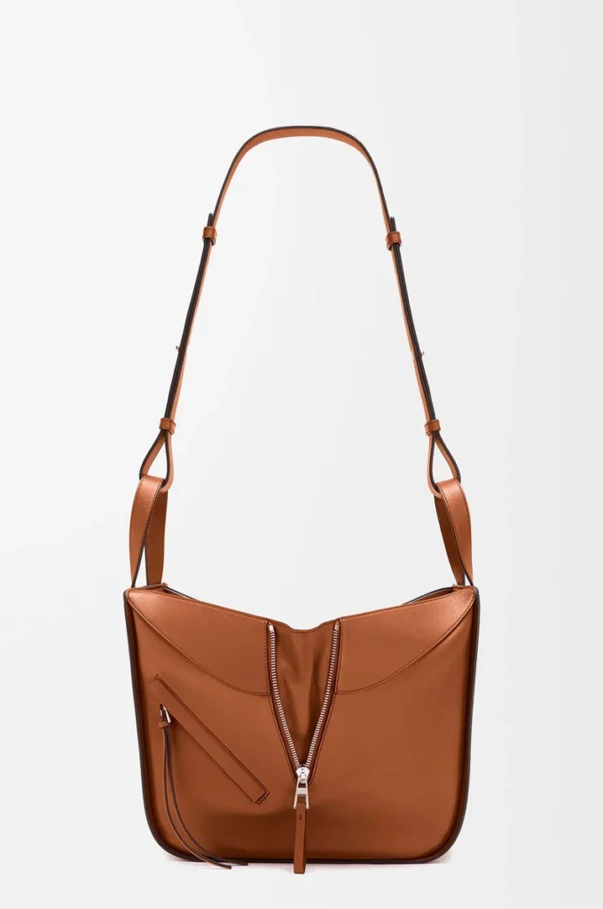 Borsa Hammock piccola in classica pelle di vitello marrone chiaro