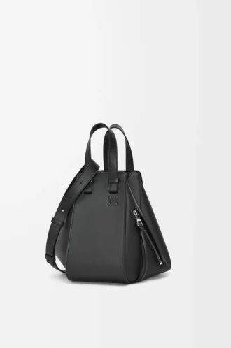 Borsa Hammock piccola in classica pelle di vitello Nero