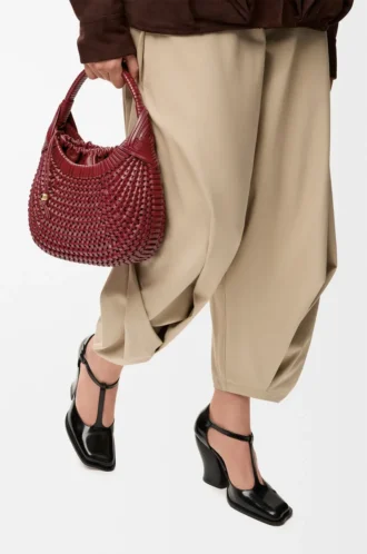 Borsa hobo Diamond in pelle di vitello Cherry