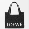 Borsa LOEWE Font grande in rafia Nera