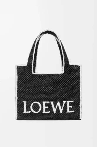 Borsa LOEWE Font grande in rafia Nera