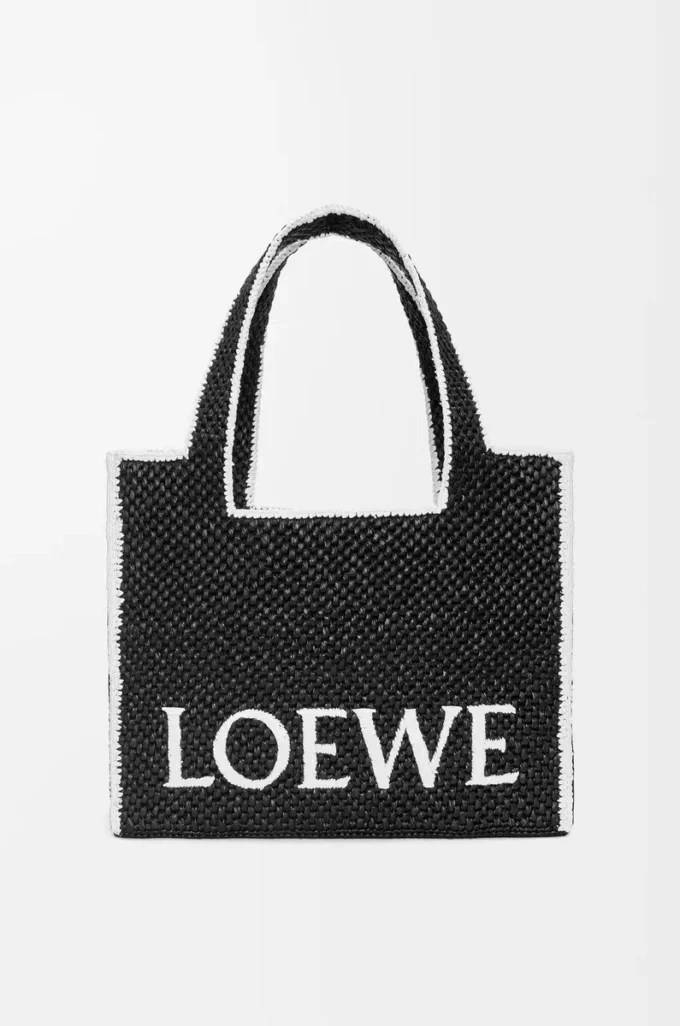 Borsa LOEWE Font grande in rafia Nera