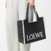 Borsa LOEWE Font grande in rafia Nera