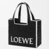 Borsa LOEWE Font grande in rafia Nera