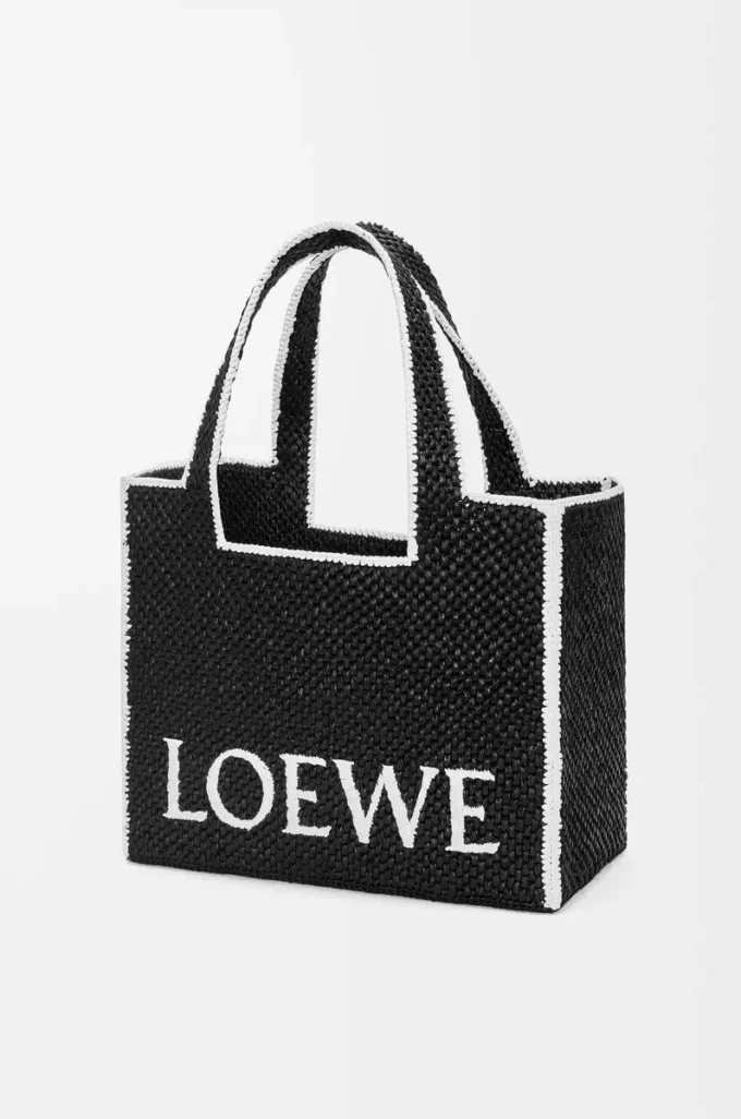 Borsa LOEWE Font grande in rafia Nera