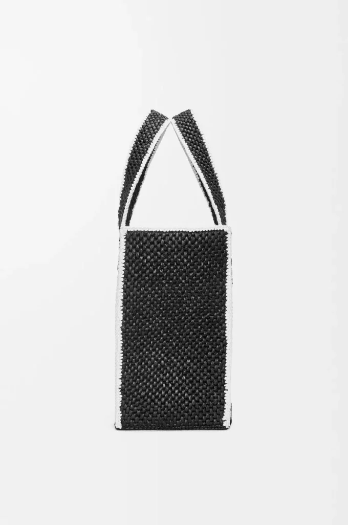 Borsa LOEWE Font grande in rafia Nera