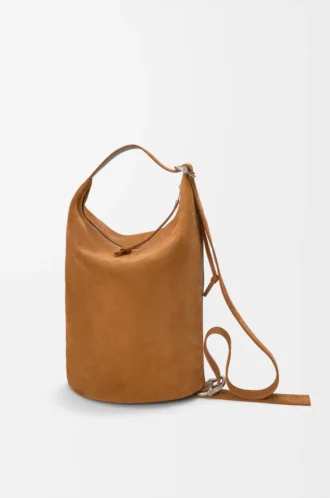 Borsa Loop in pelle di vitello scamosciata Tabacco