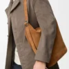 Borsa Loop in pelle di vitello scamosciata Tabacco