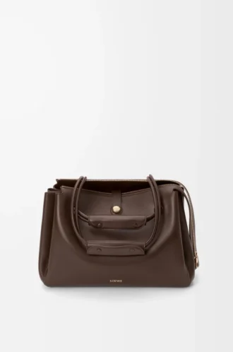 Borsa Madrid grande in morbida pelle di vitello marrone scuro