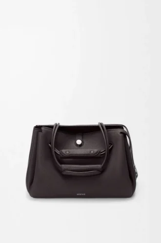 Borsa Madrid grande in morbida pelle di vitello martellata Dark Ebony