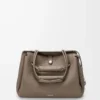 Borsa Madrid grande in morbida pelle di vitello martellata Taupe