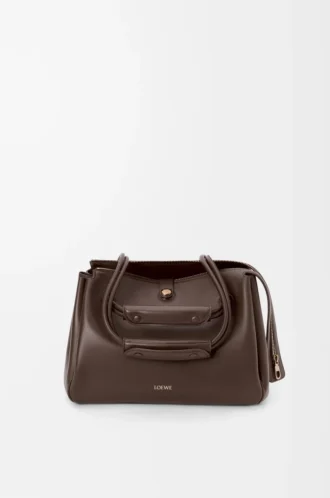 Borsa Madrid media in morbida pelle di vitello Dark Chestnut