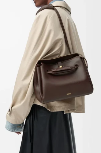 Borsa Madrid media in morbida pelle di vitello Dark Chestnut