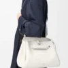 Borsa Madrid media in morbida pelle di vitello martellata bianco chiaro Borsa Madrid media in morbida pelle di vitello martellata bianco chiaro
