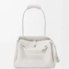 Borsa Madrid media in morbida pelle di vitello martellata bianco chiaro Borsa Madrid media in morbida pelle di vitello martellata bianco chiaro