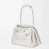 Borsa Madrid media in morbida pelle di vitello martellata bianco chiaro Borsa Madrid media in morbida pelle di vitello martellata bianco chiaro