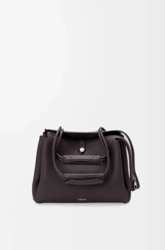 Borsa Madrid media in morbida pelle di vitello martellata Dark Ebony