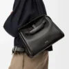 Borsa Madrid media in morbida pelle di vitello nera