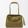 Borsa Madrid media in morbida pelle di vitello Olive