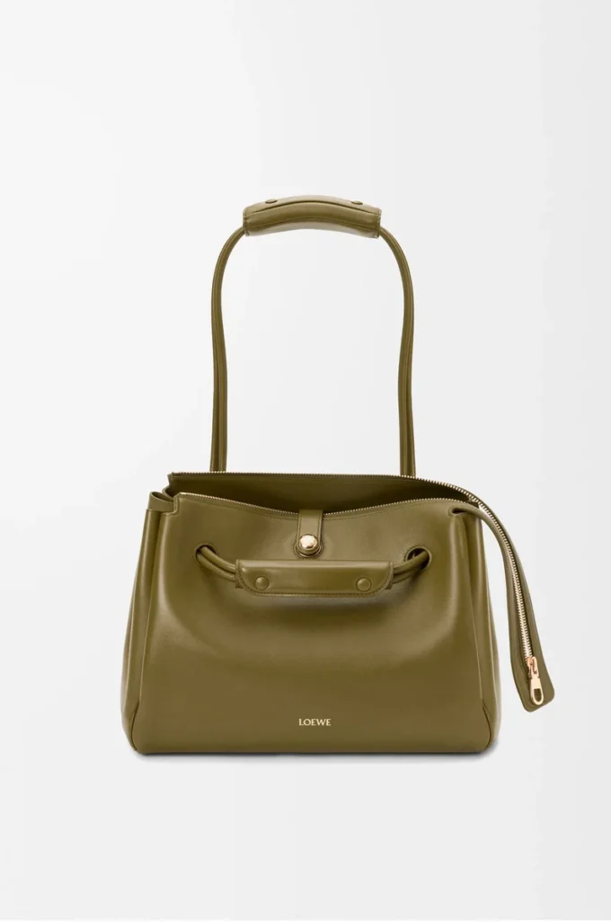 Borsa Madrid media in morbida pelle di vitello Olive
