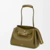 Borsa Madrid media in morbida pelle di vitello Olive