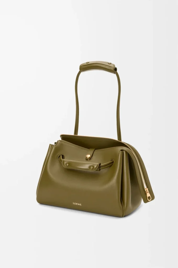 Borsa Madrid media in morbida pelle di vitello Olive