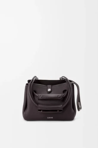 Borsa Madrid piccola in morbida pelle di vitello martellata Dark Ebony