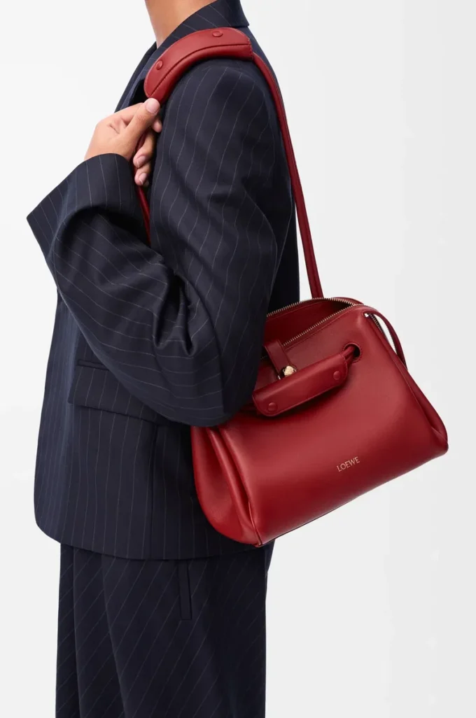 Borsa Madrid piccola in morbida pelle di vitello Rosso bruciato