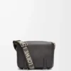 Borsa messenger militare XS in morbida pelle di vitello liscia e jacquard grigio scuro Borsa messenger militare XS in morbida pelle di vitello liscia e jacquard grigio scuro