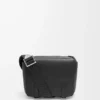 Borsa messenger militare XS in morbida pelle di vitello martellata Nero Borsa messenger militare XS in morbida pelle di vitello martellata Nero