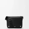 Borsa messenger Pebble media in morbida pelle di vitello Nero