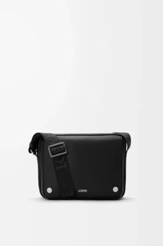 Borsa messenger Pebble media in morbida pelle di vitello Nero