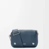 Borsa messenger Pebble piccola in morbida pelle di vitello martellata tinta indaco