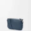 Borsa messenger Pebble piccola in morbida pelle di vitello martellata tinta indaco