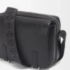 Borsa Military Messenger XS in morbida pelle di vitello liscia e jacquard Nero Borsa Military Messenger XS in morbida pelle di vitello liscia e jacquard Nero