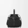 Borsa Mini Diamond Round Basket in pelle di vitello Nero