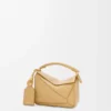 Borsa Mini Featherlight Puzzle in pelle di agnello nappa Dark Butter