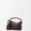 Borsa Mini Featherlight Puzzle in pelle di agnello nappa marrone scuro