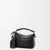 Borsa Mini Featherlight Puzzle in pelle di agnello nappa nera
