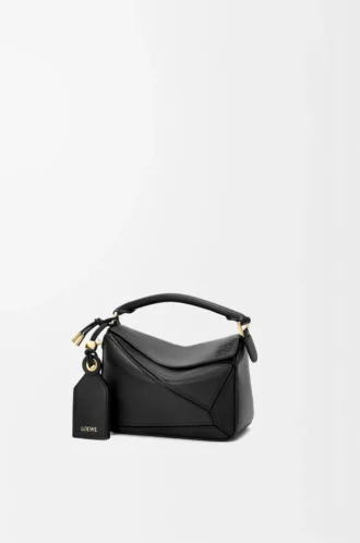 Borsa Mini Featherlight Puzzle in pelle di agnello nappa nera