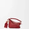 Borsa Mini Featherlight Puzzle in pelle di agnello nappa rosso bruciato